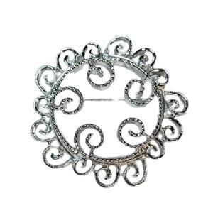 Sarah Coventry Silver Toned Circle Of Swirls Flower Design Vintage Pin Brooch